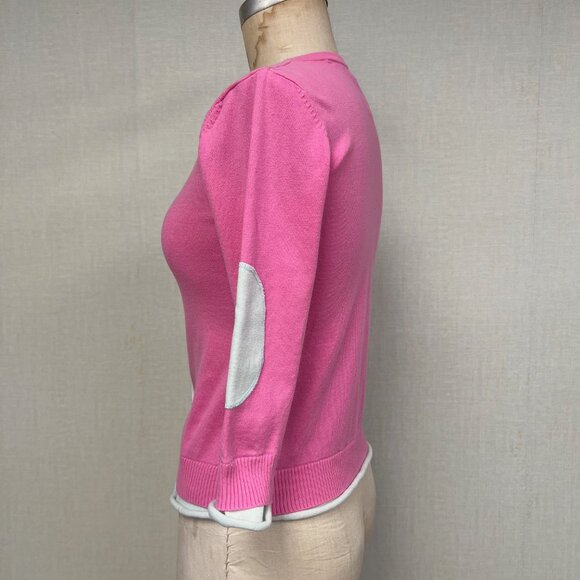 NWT Deadstock 2000s Coquette Color Blocked Elbow Patch Cardigan Sweater Large - Picture 3 of 4